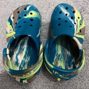 Green mixed color Crocs- Toddler Size 6